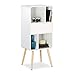 Produktbild Relaxdays Standregal hoch mit 5 Fächern, herausnehmbares Schubfach, Bücherregal mit 4 Holzbeinen, 114x47x38cm, weiß matt