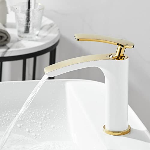 Grifo de baño de latón para regular agua fría y caliente con acabado negro mate y dorado