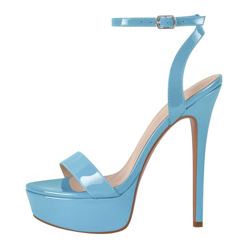 Image of Platform Stiletto High Heels for Women, Round Open Toe Ankle Strap Sexy Heeled Sandals for Wedding Party Dress