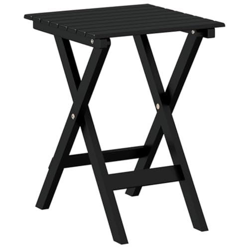 XHNIFBN Mesa auxiliar plegable de madera de álamo maciza, color negro, 35 x 35 x 46 cm, somier, diseño de lamas, exterior, resistente a la intemperie, ligera, ahorra espacio, para balcón, terraza