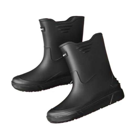 SAGELSHN Botas De Agua Botas De Lluvia Botas De Lluvia Impermeables, Antideslizantes Y De Tubo Medio For Hombre, Zapatos De Goma De Tubo Corto For Exteriores Botas De Agua Al Aire Libre(Black,39)