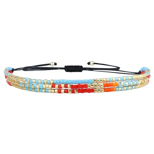 Image of KELITCH Adjustable Multi Strand Bracelets Colorful Miyuki Seed Beads Wrap Bracelets Bangle Women Jewelry