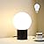 Somniferous Small Table Lamp for Nightstand with Frosted Glass Globe Lamp Shade, Mid Century Modern Bedside Lamp with Black Metal Base, Round Side Table Lamp for Bedroom Living Room Entryway