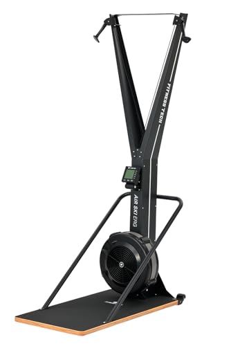 Fitness Tech Ski Erg Machine Trainer | Simulatore Sci Indoor con Resistenza ad Aria, Macchina Cardio Total Body per Home Gym con Piattaforma Inclusa