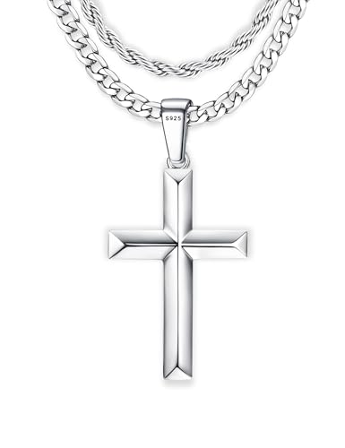 Collier croix homme en argent 925 Morfetto, idée cadeau baptême et Noël avec boîte