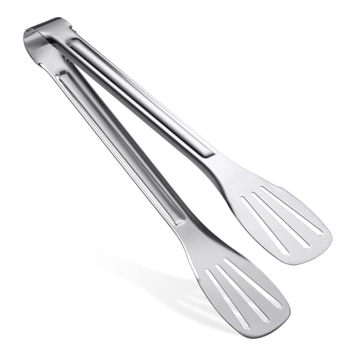 Kitchen Tongs(9'')-304 Easy to Clean-Food Safe Stainless Steel Cooking Tongs,Salad,BBQ,Serving,Frying Tongs Utensils,Kitchen Gift etc,Easy Grip Best Sturdy Tongs,Non Stick.Tongs Stainless Steel