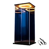 Vitrina metacrilato Vitrina Alta De Acrílico, Vitrina de Acrílico Transparente Iluminada para Figuras Coleccionables, Caja de Plástico A Prueba Polvo Puerta(20x20x30cm/8x8x12in)