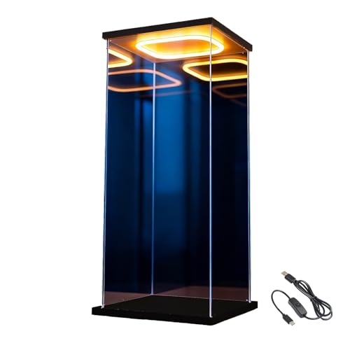 Vitrina metacrilato Vitrina Alta De Acrílico, Vitrina de Acrílico Transparente Iluminada para Figuras Coleccionables, Caja de Plástico A Prueba Polvo Puerta(25x25x55cm/10x10x22in)
