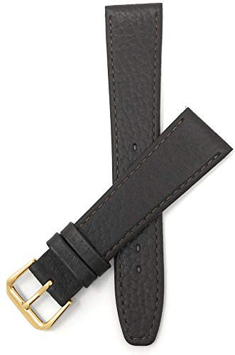 Bandini Bracelet de Montre en Cuir avec Motif Buffle - Mince - 3 Couleurs - 6 mm, 8 mm, 10 mm, 12 mm, 14 mm, 16 mm, 18 mm, 20 mm (également Disponible en Extra Long, XL) 12MM-XL Marron/Boucle dorée Cover