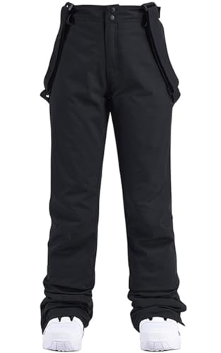 JELEUON Women Men Winter Warm Insulated Ski Bib Snow Pants Suspender Ski Overalls Outdoor Snowboarding Bibs Black