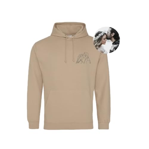 WOMB Sudadera con capucha bordada personalizada, retrato personalizado de la foto, sudadera con capucha para parejas, sudaderas a juego, Varios colores, XXX-Large