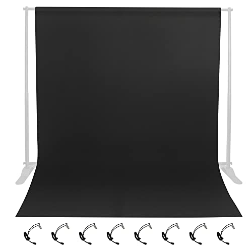 NewZeal Black Backdrop for Photography 10ft X10ft Backdrop Black Screen, Pure Cotton Photo Background Cloth Backdrop Curtain for Parties, with 8 Clips