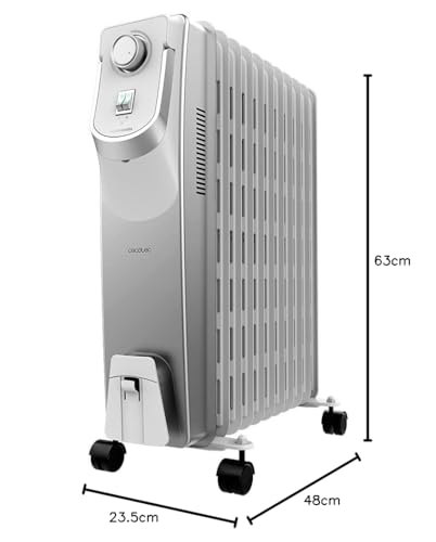 Cecotec Radiateur Bain d'Huile ReadyWarm 11000 Space 360º.11 éléments, 2500 W, 28 m², Thermostat ajustable avec trois niveaux de puissance, Ramasse-câbles, systèmes de sécurité