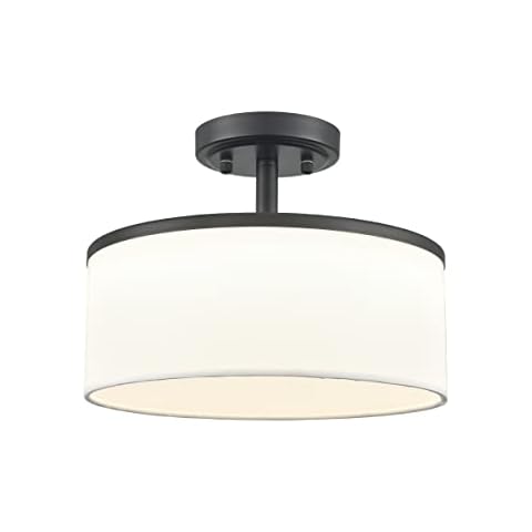 DEYNITE Modern LED Black Ceiling Light Fixture Dimmable 3000K-4500-5500K Semi-Flush Mount Ceiling Light for Bedroom Cover