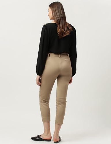 Image of Marks and Spencer Womens Cotton Mix Plain Slim Fit Trousers T59 5757K 16 REG Coffee