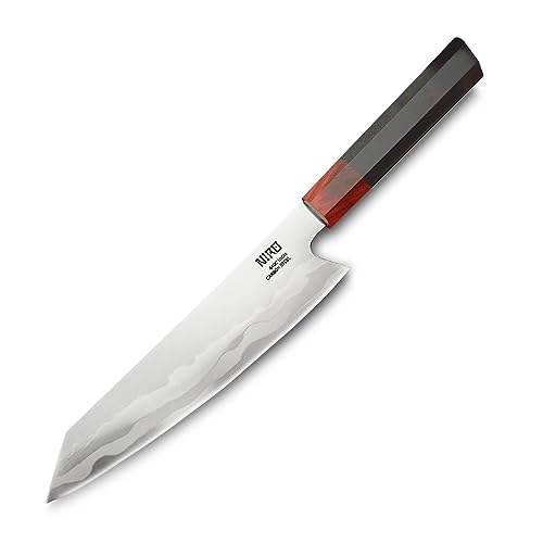 NIRO | Coltello Giapponese Professionale Kiritsuke | Acciaio Damasco 440C | Durezza HRC 59-60 | 7 Strati | Manico pregiato in Ebano e Sandalo | Bilanciato | Ultra-affilato | Preciso | Resistente