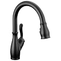 Delta Leland Matte Black Touch Kitchen Faucet with Pull Down Sprayer, Traditional Single Hole Touch On Kitchen Sink Faucet, Single Handle, Matte Black 9178T-BL-DST