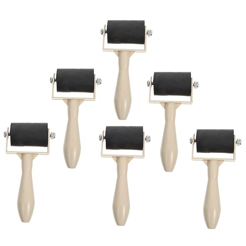 BUTIFULSIC 6-Pack Craft Tool Supply Stamping Art Children's Relief Printing Tools Printmaking Brayers Ergonomic Handle Plastic Rollers for Crafting