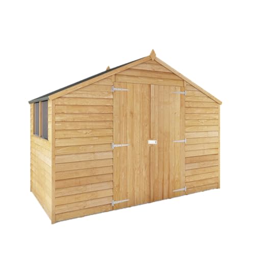 Waltons 5 x 10 Overlap Wooden Workshop Shed | Apex Roof Garden Storage | Sturdy 7mm Overlap Cladding | Double Doors for Easy Access | Secure & Spacious Outdoor Shed 5ft x 10ft