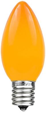 Novelty Lights 25 Pack C9 Ceramic Outdoor Christmas Replacement Bulbs, Orange, E17/C9 Intermediate Base, 7 Watt