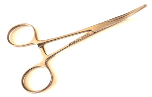 Hemostat Kocher Forceps 8" Curved Jaws with Horizontal Serrations & Teeth 1x2
