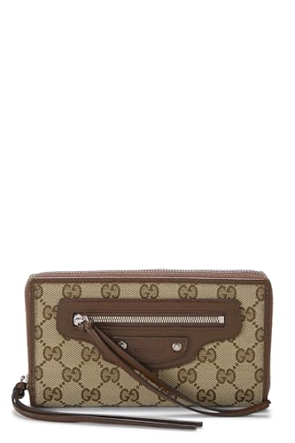Pre-Loved Balenciaga x Gucci Beige Canvas Hacker Neo Classic Zip-Wallet, Brown
