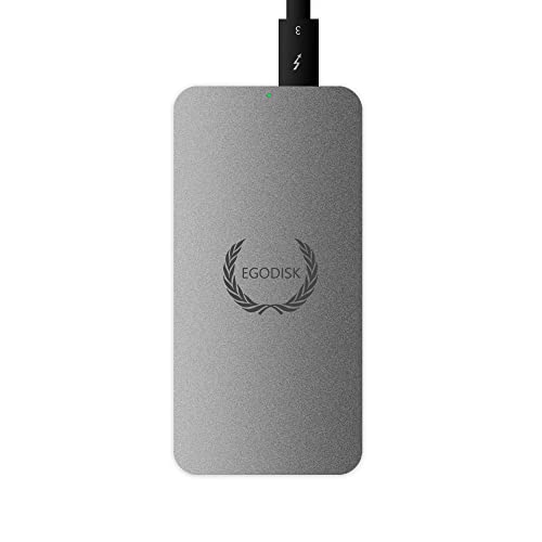 EgoDisk Travel PRO 1TB External SSD (Read/Write Speed Up to 2700 MB/s, Thunderbolt 3 & 4, USB Type-C, Aluminum, Intel Certified)