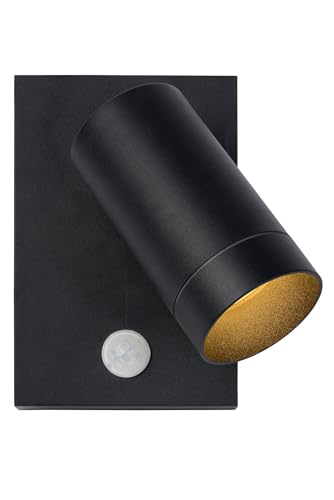 Applique murale IP54 détecteur de mouvement Lucide Taylor noir GU10