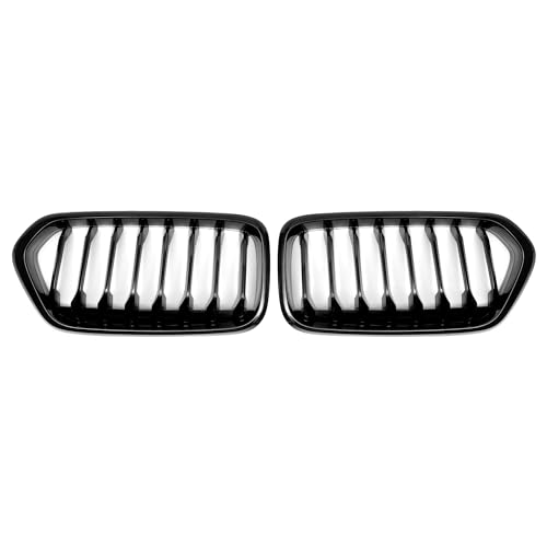 X AUTOHAUX No.51712455246/51712455247 Front Upper Hood Bumper Grille Grill for BMW X2 F39 2017-2023 Front Upper Bumper Kidney Grille Grill Signal Slat Gloss Black 1 Pair