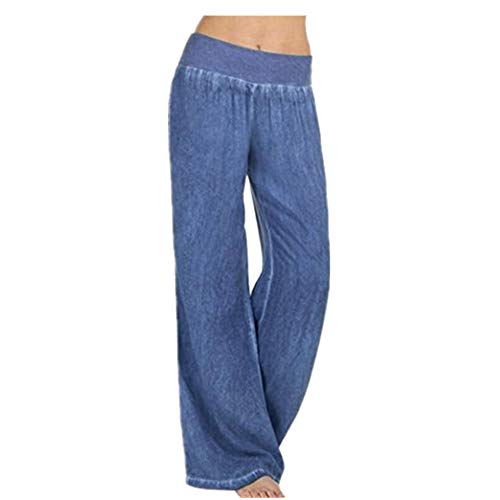 iYYVV Plus Size Womens Ladies Low Waist Pocket Elastic Trousers Baggy Wide Leg