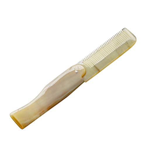 Minkissy Pocket Travel Size Comb Folding Comb Ox Horn Comb Hair and Beard Comb Portable Styling Comb Comb for Father Husband Boyfriend