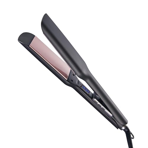 Ionic Hair Straighteners for Women,5.7cm Ceramic Wide Plate 120℃ to 220℃ LED Digital Display Side Temp Button Lock and Unlock Hair Straightener 2m 360 ° Swivel Cord for Short Medium Long Hair