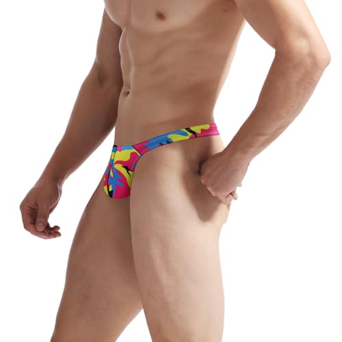 Men's Colorful G-String Thongs Colorful Printing Swimming T-Shaped Panties4
