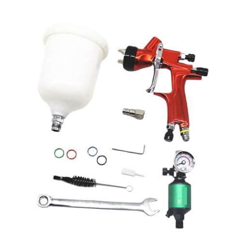 Gravity Feed Air Spray Gun 1.3/1.5mm LVLP Spray Gun With Air Spray Gun Regulator And Air Filter Sprayer Gun/Air Tools/For Car Face Paint/Airbrush For Cars Wall Furniture(Color:1.3MM with reg-01)