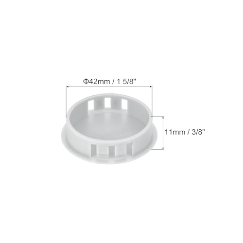 Image of MECCANIXITY 64PCS 42mm(1 5 /8 inch) Light Gray Plastic Hole Plugs, Flush Type Panel Hole Plugs Insert End Caps for Locking Hole Tubes Furniture Cabinet