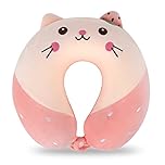 Travel Pillow Cartoon Animal Neck Support Pillow 30 * 30cm Memory Foam Neck Pillow U-Shaped Elasticity Kids Travel Pillow Portable U Shaped Cushion for Car Airplane Train Office Home (C)
