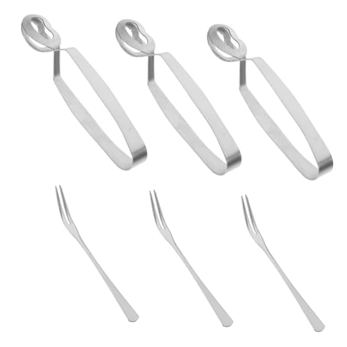 BAZEITFLOW 3 set Pinze Escargot e Forchette Lumache in Acciaio Inossidabile Manico Confortevole e Funzione Antiscottatura Utensili da Cucina per e Crostacei Resistente e Facile da Usare