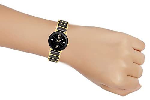 IIK COLLECTION Watches for Women Round Studded Dial Girls Watches |Analogue Movemnet Ladies Watch|Long Battery Life| Adjustable Bracelet Chain Strap|Double Lock Clasp Safety Watches for Girls.