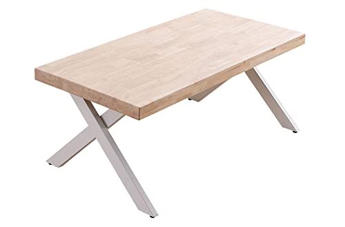 ADNATURA. Mesa de Centro Elevable Jett 120, Mesa Café Madera Roble Cálido y Patas Metálicas Mate Blanco. Borde Recto. 120x60x47,5-62,5 cm