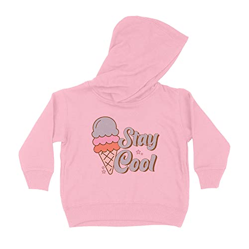 Ice Cream Stay Cool Kids Hoodie Sweatshirt Toddler 5T Light Pink