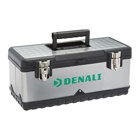 Denali TB-004Amazon Brand - Heavy Duty Tool Box with Metal Latches,Black, 51 cm Cover