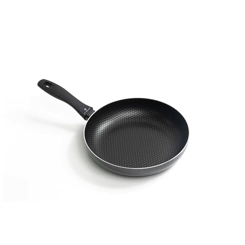 THE SECRET HOME - Sartén Nido de Abeja Antiadherente - Diámetro 26cm - Mango de Silicona - Apta para Cocina Eléctrica, de Gas, Vitrocerámica e Inducción - Fabricada en Aluminio - Color Negro