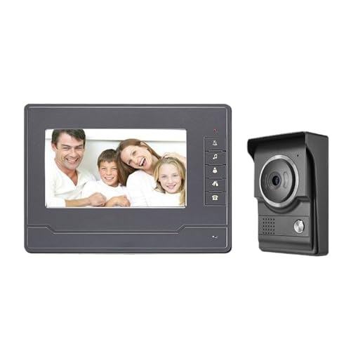 WAFOHSR Cámara De Timbre Video 7 Pulgadas con Monitor, Kits Videoportero Compatible Desbloqueo, Monitoreo, Intercomunicador Doble Vía For Villa, Hogar, Oficina, Apartamento Audio Bidireccional(Gray)