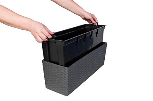 Kreher XL Balkonkasten Pflanzkasten mit Wasserspeicher (Anthrazit) – Ansicht 2