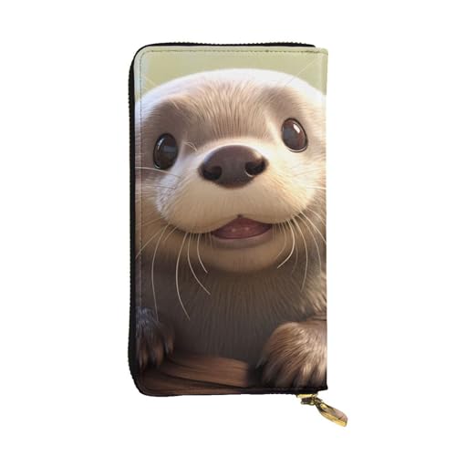 YYHHAOFA Cartoon Otter Printed Leather long clutch wallet : Comfortable, lightweight, waterproof, durable 7.48 x 4.13 in