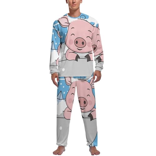 Ensemble de pyjama homme cochon se baignant avec haut et pantalon long
