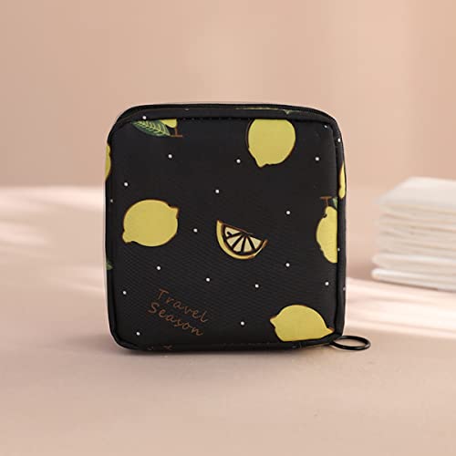 Image of Adorable Pink Peri - Reusable Sanitary Napkin Pads Storage Bag Portable for Women Girls | Made of Nylon + Water Resistance | Zero Waste Period (Lemon)