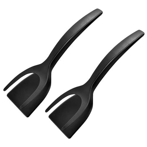 MUNSKT 2PCS 2 in 1 Grip Flip Spatula and Tongs, Clamping Flipping Tool for Eggs, Omelette, Pancake