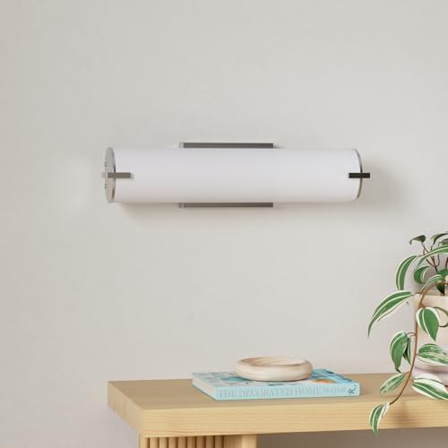 Image of ASD LED 18 inch Vanity Wall Mount Light Fixture, Linear Bathroom Lighting Bar | 3CCT, Dimmable, Energy Star, ETL Listed | 20W 1500LM 3000-5000K 120V | Long Tube Bath Sconce Over Mirror | Nickel, 4 Pack