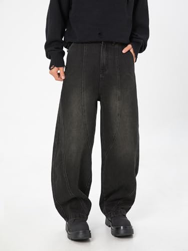 Men's Japanese Style Retro Denim Spring Loose Straight-Leg Casual Long Pants4